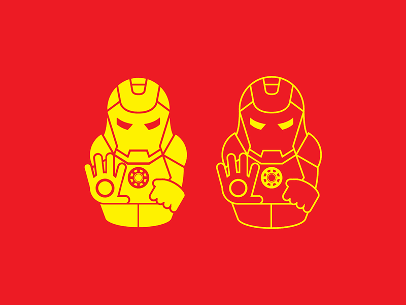 Iron man nesting dolls art avenger character concept design gif hero icon illustration iron man ironman logo marvel matryoshka nesting dolls russian superhero дизайн иллюстрация