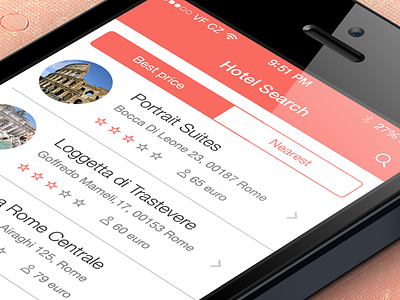 iOS7 App - Hotel Search app clean flat gui interface ios7 minimal search white