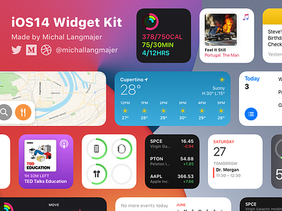iOS14 Widget Kit flat ios ios14 kit minimal quick start template ui widgets