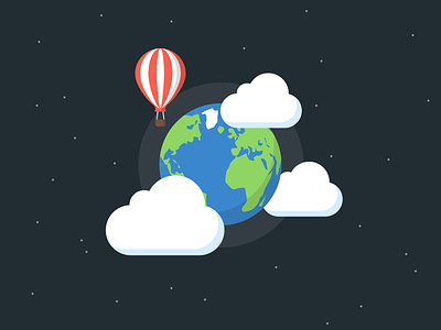 Earth Day baloon clouds day earth flat illustration material design planet