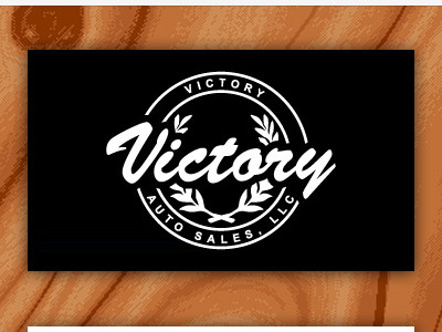 Victory Auto Sales, LLC black business card logo white