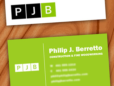 Pjb Mockup black branding business card green logo white