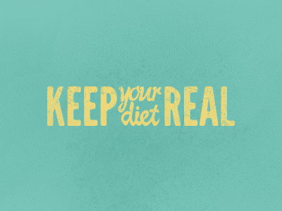 Keep Your Diet Real - color options branding colors logo texture type typography
