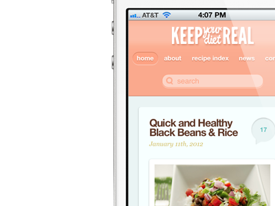 keep your diet real - mobile css3 diet food iphone mobile photography redesign website