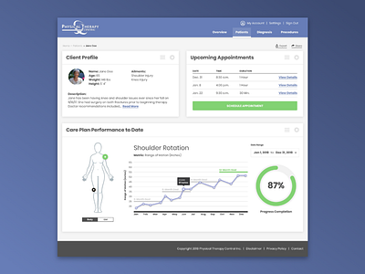 Physical Therapy Progress Tracking Concept adobe xd charts dashboard