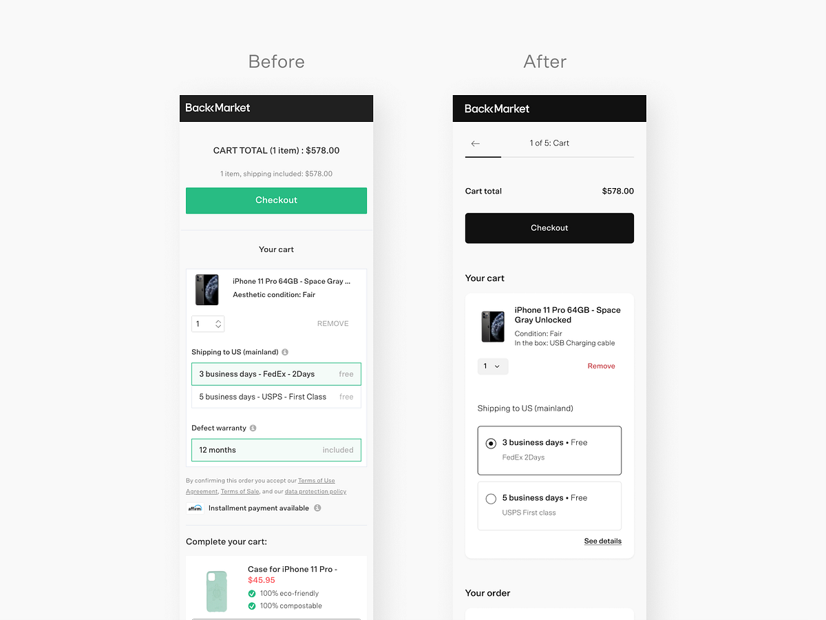 Cart & Checkout Back Market by Gaetan Plait on Dribbble