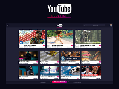 Youtube Redesign dashboard design gradient interface redesign ui ux web webdesign youtube