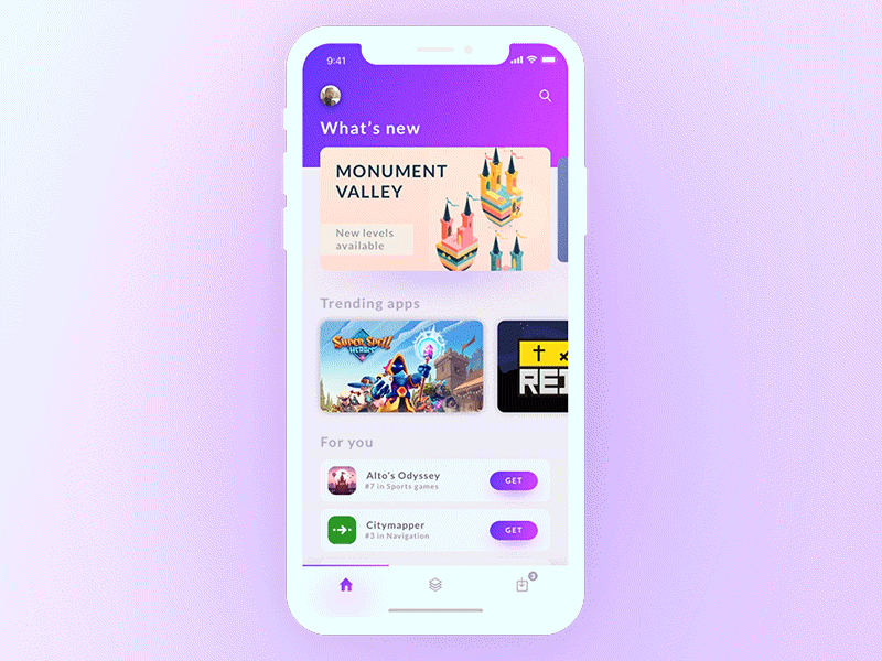 App Store Concept animated animated animation app application artwork concept design download game gradient illustration modern motion purple shop store ui ux webdesign