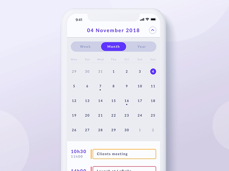 UI/UX Interaction : Agenda agenda animate animation app artwork calendar concept date design gradient minimal modern todo todolist ui ux vector webdesign website