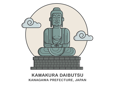 Kamakura Daibutsu - Giant Buddha (Final) buddha landmark vector