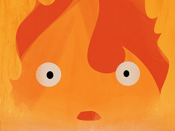 Howl's Moving Castle - Calcifer Minimal Poster Closeup by Alex ...