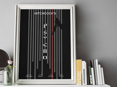 Psycho Minimal Movie Poster art black design geometry hitchcock horror illustration minimalist movie poster psycho saul bass vector