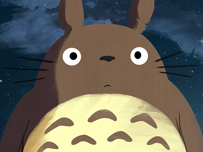 Large Totoro - Poster Closeup anime art design illustration japan minimalist miyazaki movie poster my neighbor totoro totoro vector