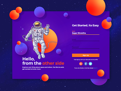 Hello! Login Page | Daily UI | branding creative design flower free illustration inspiration login form nepal object page sagar sign up social media space step style typography ui ui design