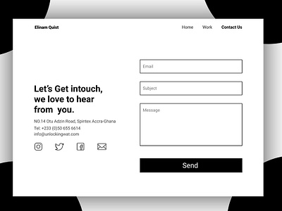 contact us page accra best challenge contact page dailyui ghana minimalism sleek typography ui uiuxdesign