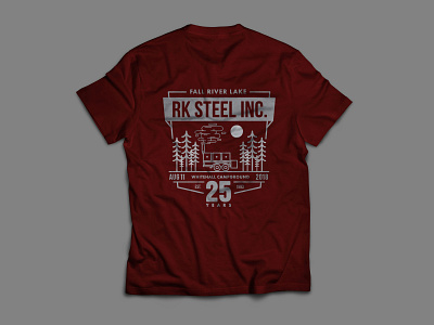 RK Steel Anniversary 25 years anniversary camp celebration graphic line art smoker steel t shirt illustration trees