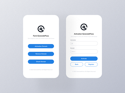 GeneratePress License Activation branding design dribbble first shot ui ux