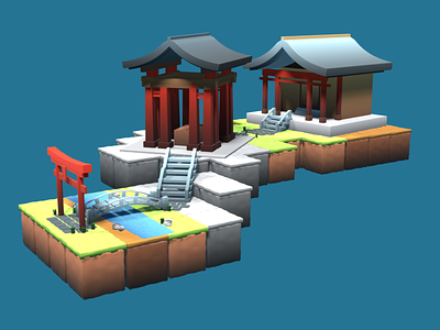 Floating Islands 3d 3d model blender3d game art game asset illustration