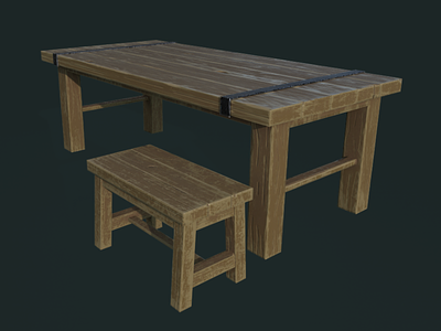 Stylized Pub Table and Stool 3d 3d model animation blender3d game art game asset medieval pub stool table