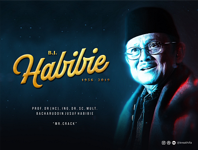 Condolences for Mr. Crack, B.J. Habibie gold golden ratio graphic design illustration postcard poster typography