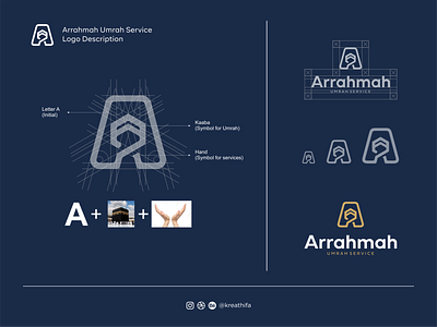 Arrahmah Umrah Service logo description branding design golden ratio graphic design iconic iconic logo illustration initial initial logo logo logo design typography