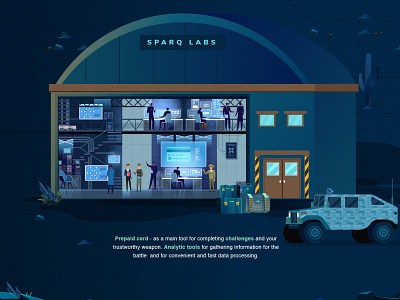 Sparq Storytelling Landing Page - LAB 2020 agency baggage big data blockchain business concept control room creative credit card cryptocurrency goverment illustration landing page military technology trend workshop