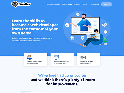 NinjaDev Online Courses Landing Page courses creative development illustration landing page technology tutorial web design