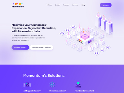 momentum website design and illustrations blockchain creative graphic design illustration landing page technology wordpress