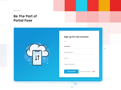 Portal Fuse Sign Up Page agency cloud app colorfull contact creative demo form illustration labtop mockup sign up technology ui web design