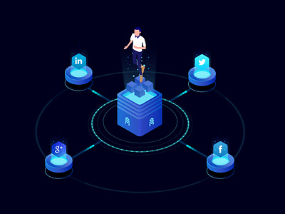 Social Illustration of Block Chain Technology blockchain creative crypto exchange cryptocurrency data visualization database illustration social network user experience