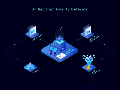 Unified Datasets Illustration blockchain creative crypto exchange cryptocurrency data visualization data viz database illustration smart contract social app social network user experience