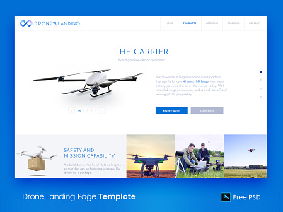 Drone Landing Page - News Website Template agency camera creative drone free news website template free psd landing page psdfy sci fi technology template ui