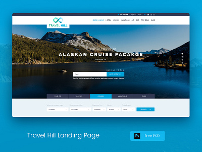 Travel Hill Landing Mockup creative cruise hills hotel search bar tourism train travel valley
