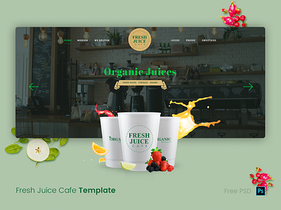 Fresh Juice Mockup cafe colorfull creative farm food fruit illustration juice media organic psdfy restuarant technology ui webdesign
