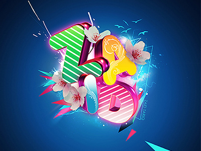 Zaid 3d 3d abstract digital flower graphic typo typography vivid