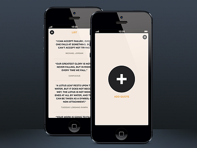 QUOTATO for iPhone add app button flat iphone list minimal quote ui