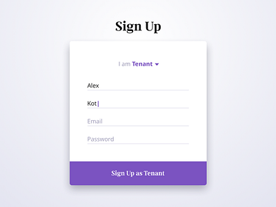 Sign Up Form by Kotki on Dribbble