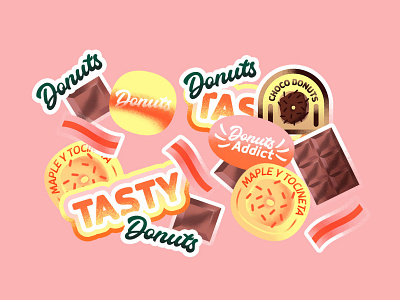 Donuts stickers brand identity branding candy chocolate design donuts graphic design illustration logo stickers