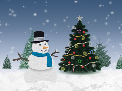 Snowman And Tree