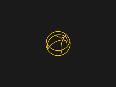 Hawk bird circle gold letter lines logo moon