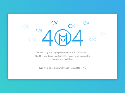 DailyUI - Day 008 404 Page 008 404 cat error fishes site ui