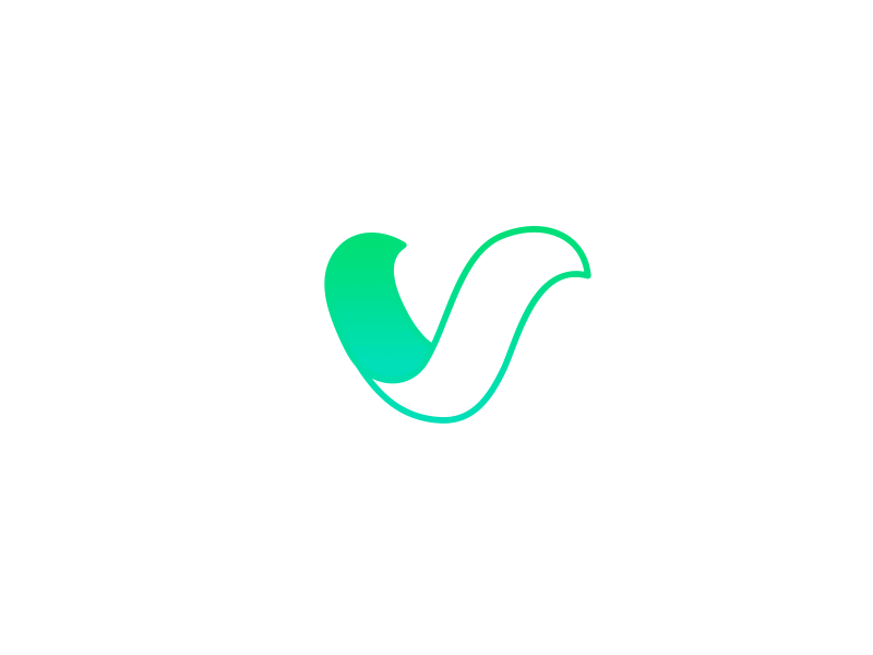 V circular gradient green letter logo v