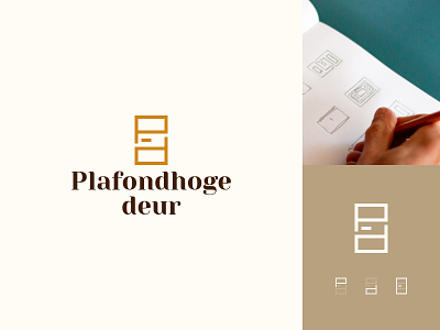 Plafondhoge Deur - Logo branding brandmark brown gold logo logodesign mark orange wild-digital