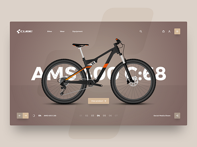 Cube Bike Concept Page beige bike brown concept cube illustration vector website