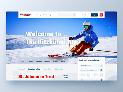 Kitzbüheler Alpen Concept Page alps blue concept concept design design exploration gray mountains red ski snow ui