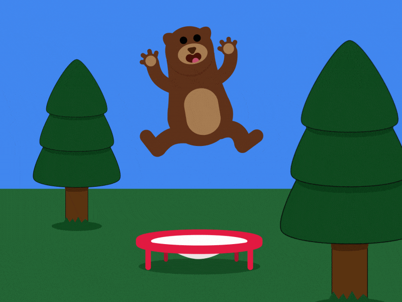 Happy Bear after effects animated animation bear bunny gif illustration jump jumping nature