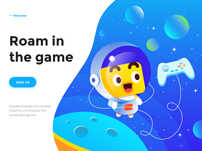 Roam in the game app illustration interface onboarding ui