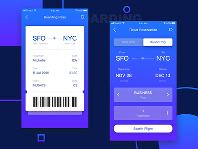Boarding pass app design interface ui ux