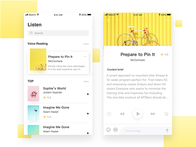 Listen app design interface ios ui ux yellow