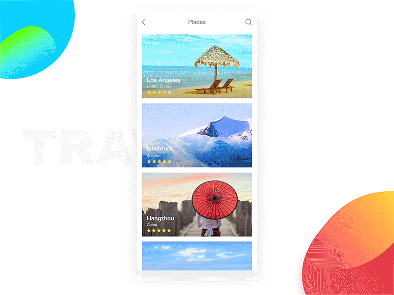 Travel app brand character design interface motion ui ux web